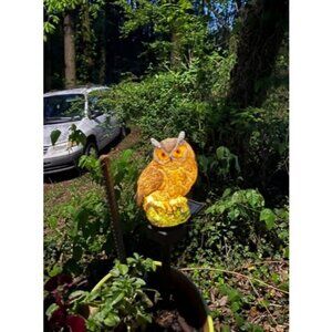 2 Pack Owl Figure Solar LED Lights, Resin Garden Waterproof Decorations
